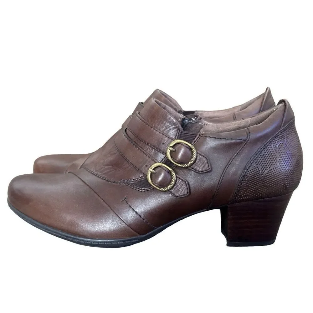Earth Calgary Toronto Bark Brown Leather Ankle Boots Size 10M